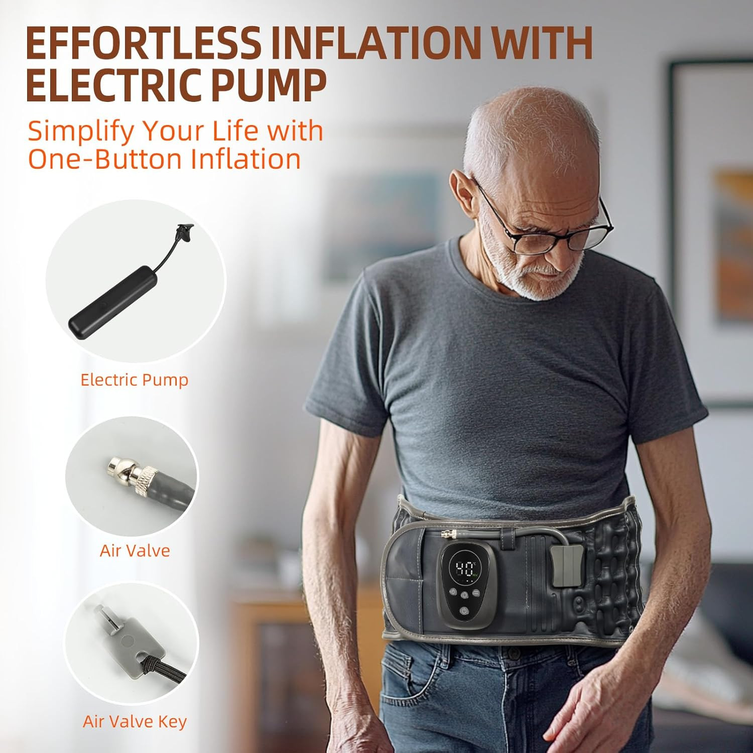 Red Light Therapy Decompression Back Belt with Heating, Vibration Massage & Elec
