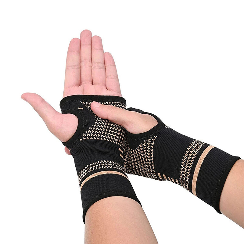 Copper Wrist Brace Support Sprain Carpal Tunnel Arthritis Compression Sleeve US