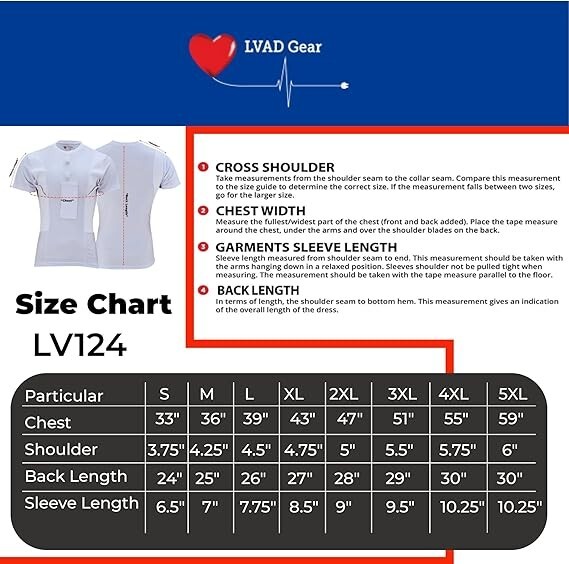 Men’s LVAD HeartWare Shirt – Comfortable Fit, Black & White, Sizes S-3XL