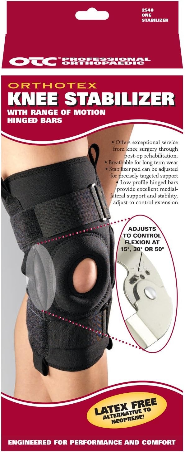 OTC Knee Stabilizer R.O.M. Orthotex Hinged Bars, Black, 3X-Large