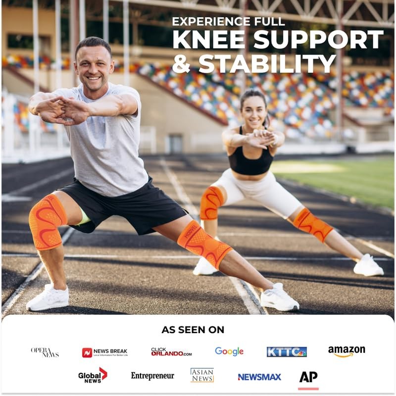 Modvel Compression Knee Brace for Women & Men, 2-Pack Medum-Orange-New
