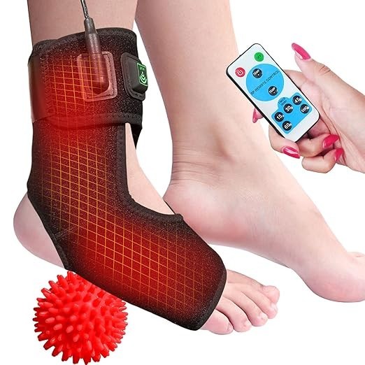 Heated Foot Ankle Brace Wraps For Planters Fasciitis or Achilles Tendinitis Pain