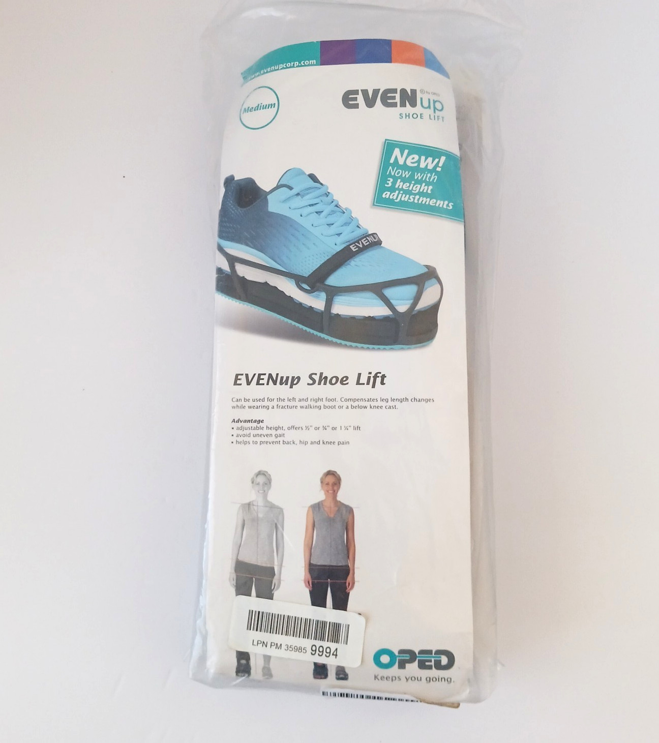 EVENup Shoe Lift Height Adjustable Right or Left Foot MED Men 8.5-10.5Women 9-11