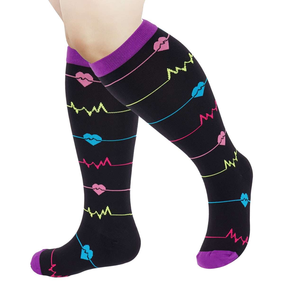 15-20 mmhg Compression Socks Stockings Plus Size Knee High Medical Socks 2XL-4XL