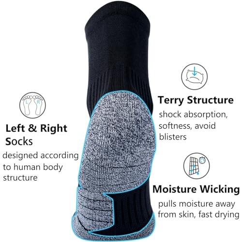 Compression Athletic Quarter Socks Cushioned for Men Women Large 4-pairs Black