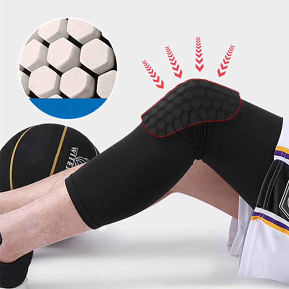 2pcs Black Compression Long Sleeve Support Leg Knee Pad Brace Sport Pain Guard