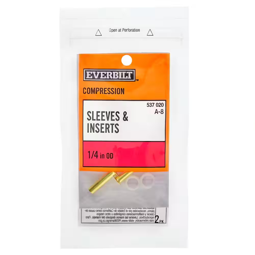 Compression Sleeves & Brass Insert Fittings 2-Pack – 1/4 Inch
