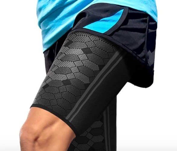 Sparthos Thigh Compression Sleeves Quad and Hamstring Support Size SMALL Black