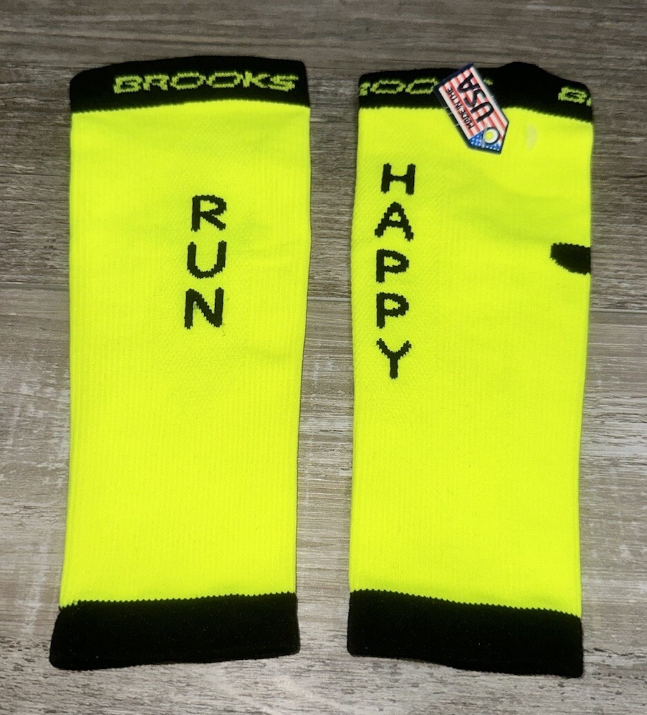 NIP UNISEX BROOKS RUNNING CALF COMPRESSION SLEEVES NEON YELLOW SMALL S SET OF 2