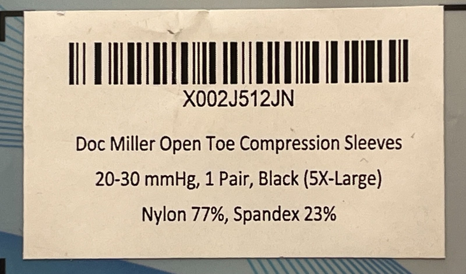 Doc Miller-Open Toe Compression Sleeves- (20-30mmHg)-1 Pair-Size 5X-Large BLACK