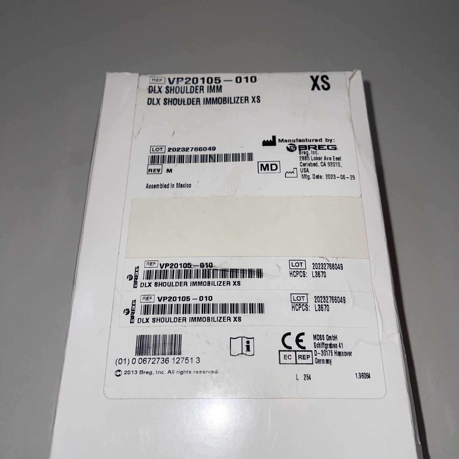 Breg Inc Shoulder Immobilizers – DLX Shoulder Size XS VP20105-040