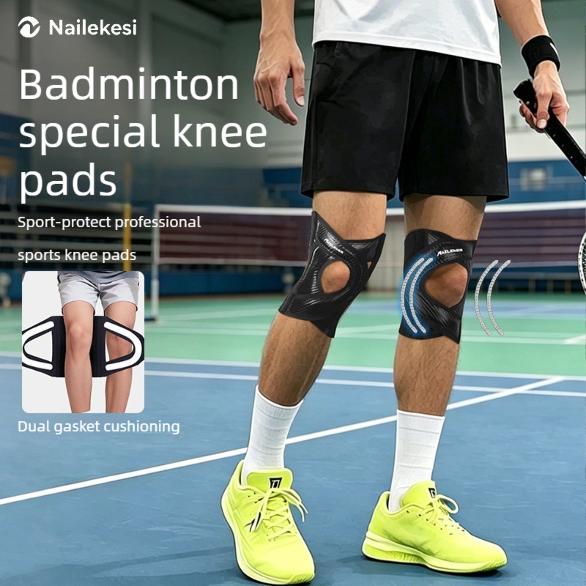 Adjustable Knee Brace Spring Patella Support for Badminton Gym Sport