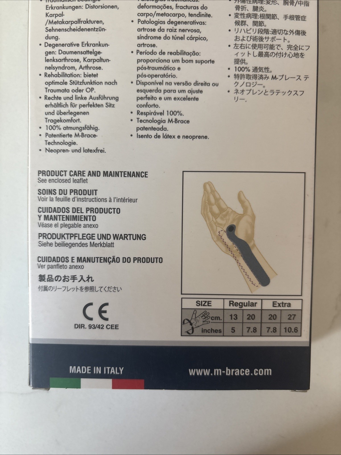 New M-Brace Wrist Splint Right Size Extra Large New Old Stock