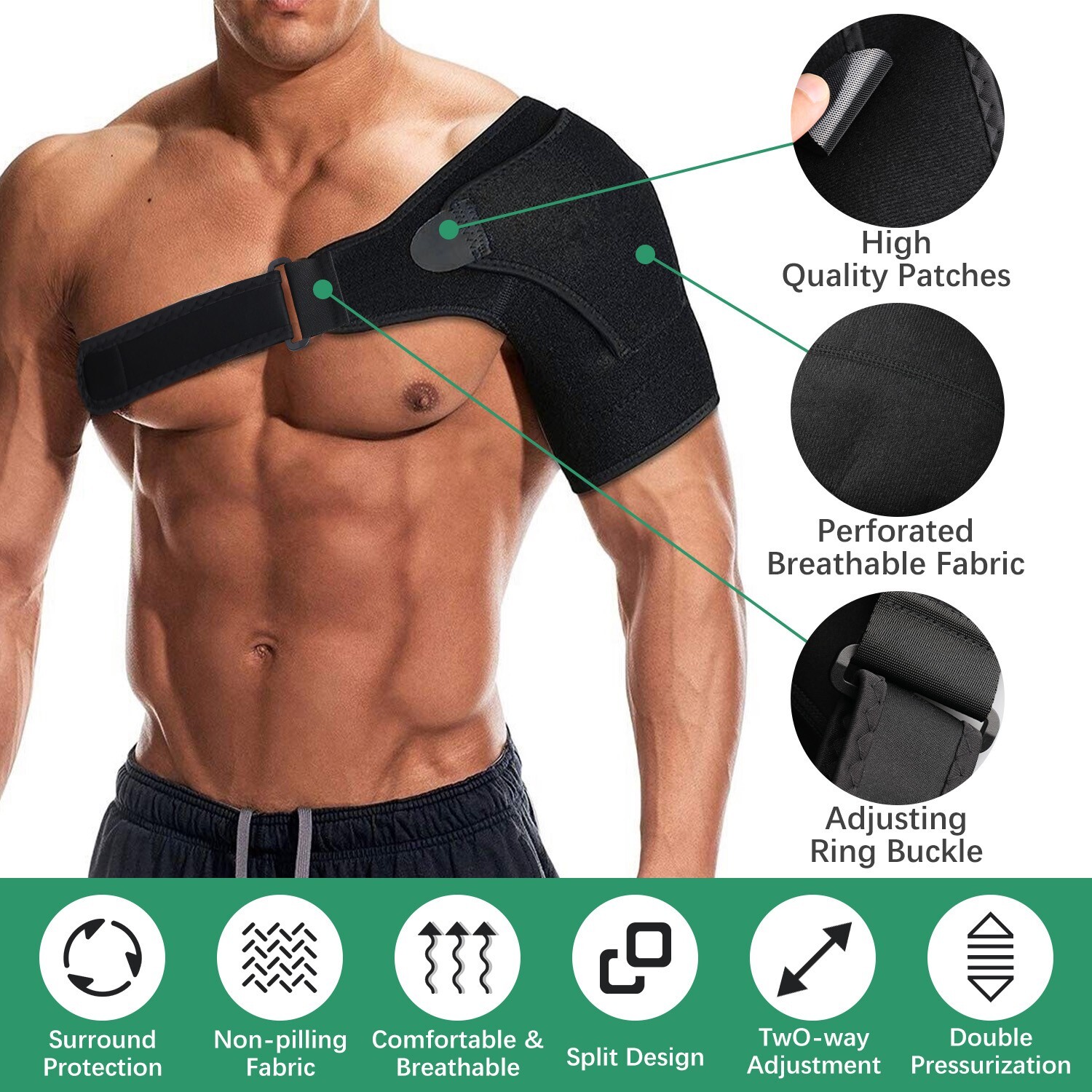 Shoulder Dislocation Support Wrap Pain Relief Strap Adjustable Shoulder Protecti