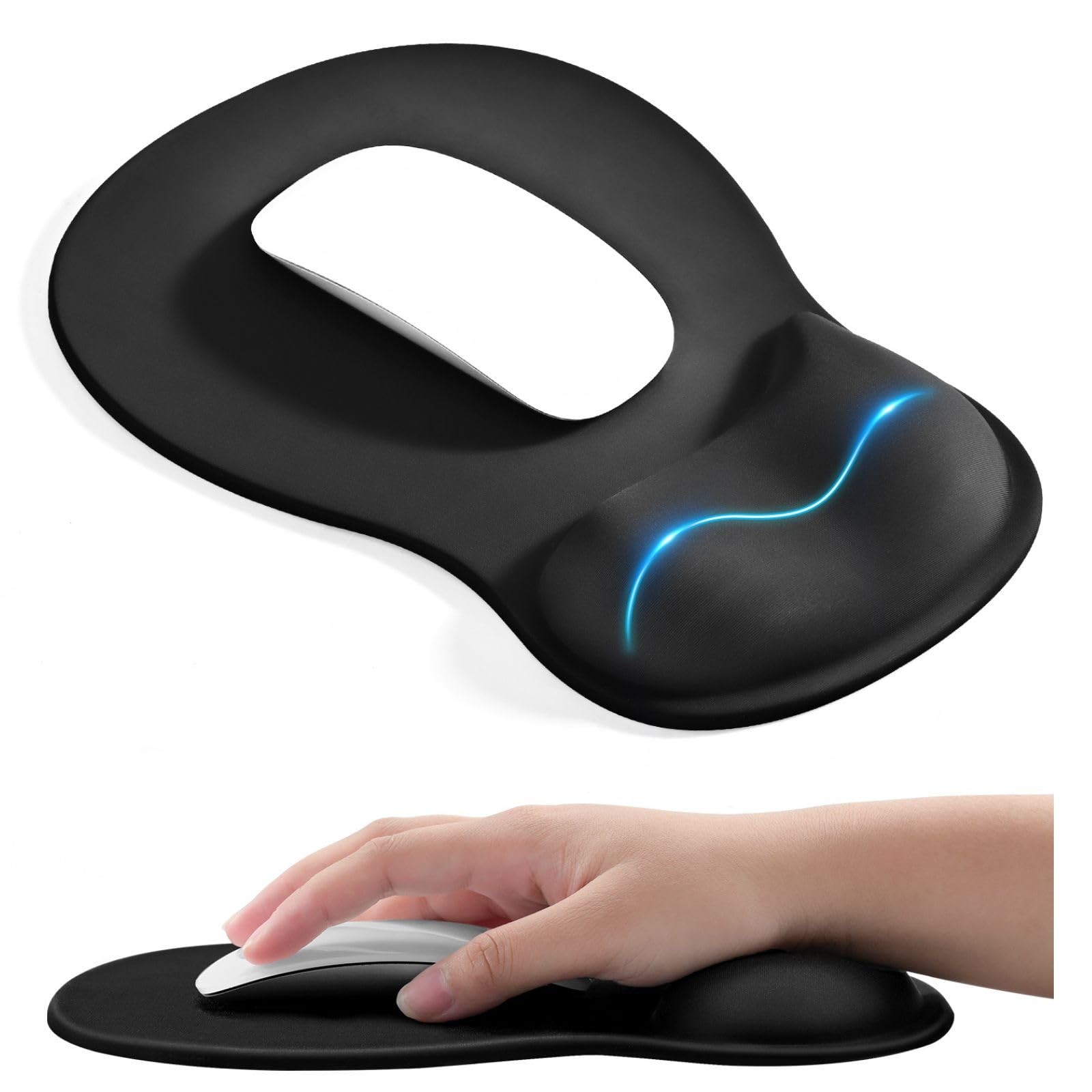 Gel Wrist Support Pad, Ergonomic Design, Carpal Tunnel Relief, Black