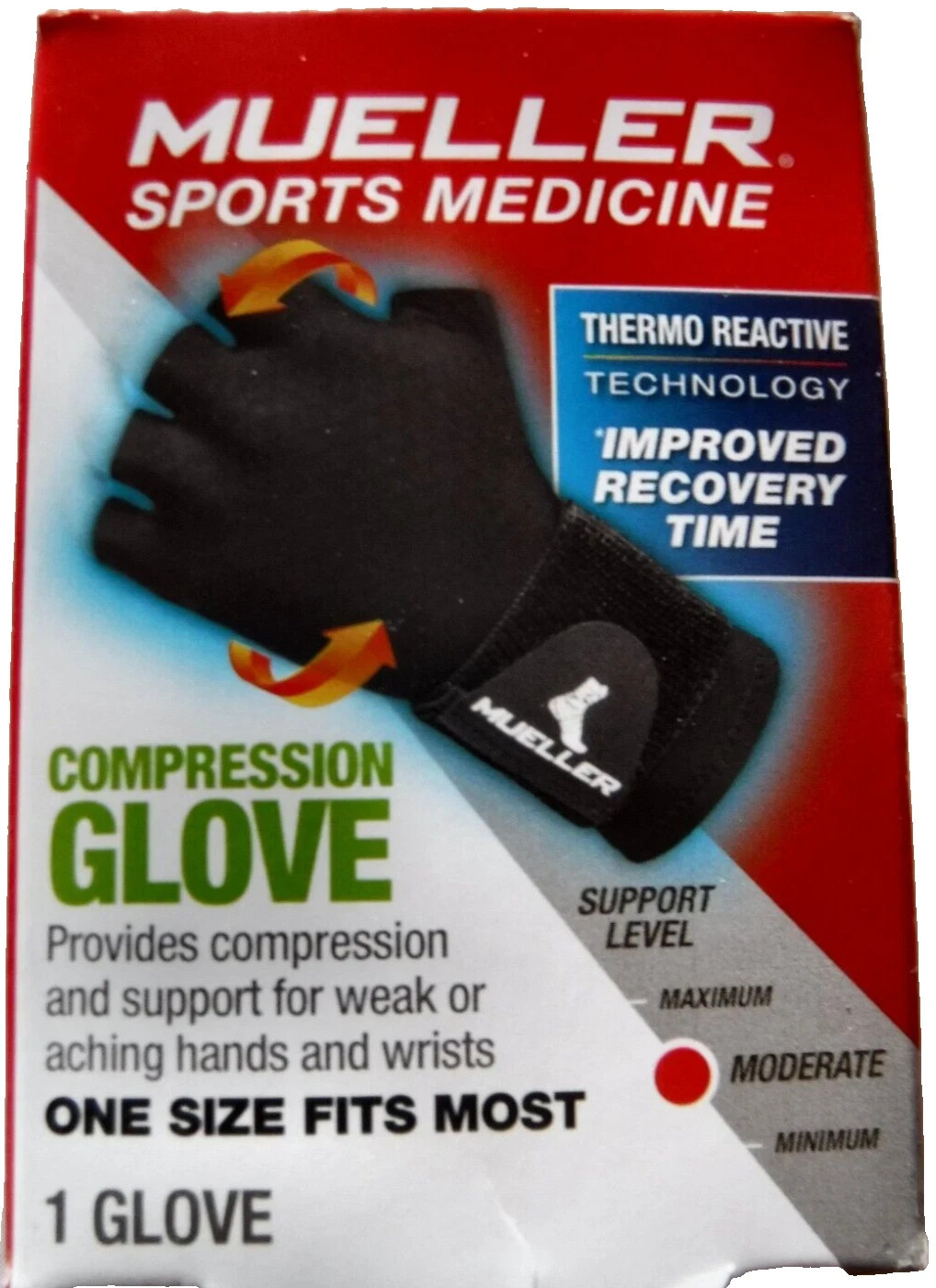 MUELLER COMPRESSION GLOVE Right Left Wrist MODERATE SUPPORT ONE SIZE FITS MOST