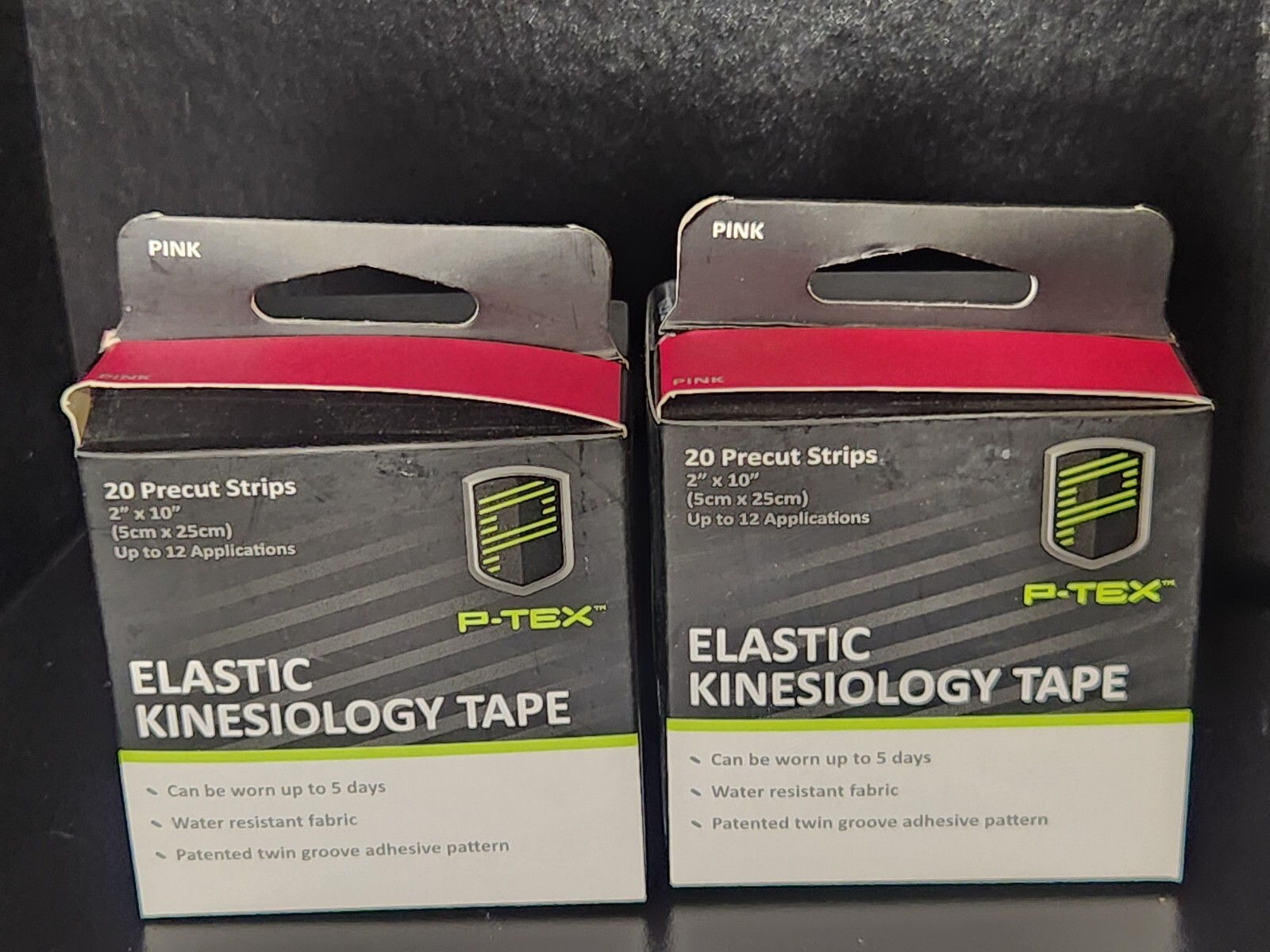 2 PACK – P-TEX ELASTIC KINESIOLOGY TAPE 20-2″ X 10″ STRIPS/ Color PINK
