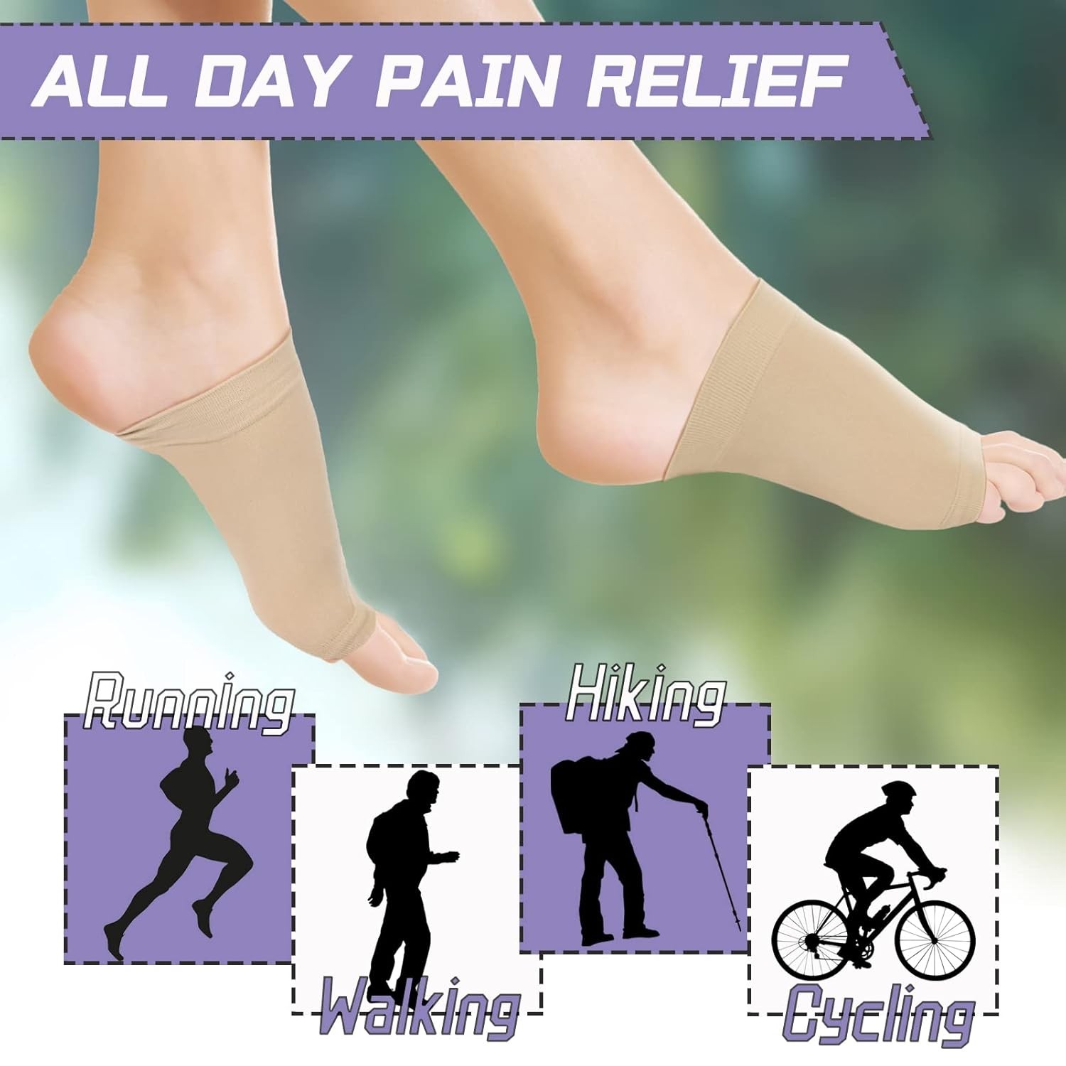 Arch Support Socks 4 Pieces Cushioned Metatarsal Flat Foot Arch Sleeve Support