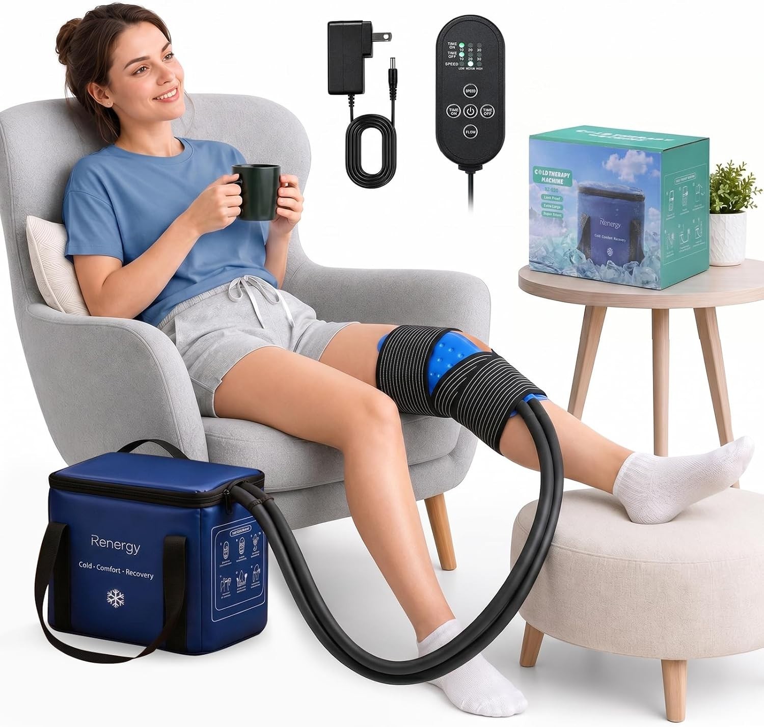 Ice Machine for Knee After Surgery w/Compression, Hip Replacement Cold Therap…