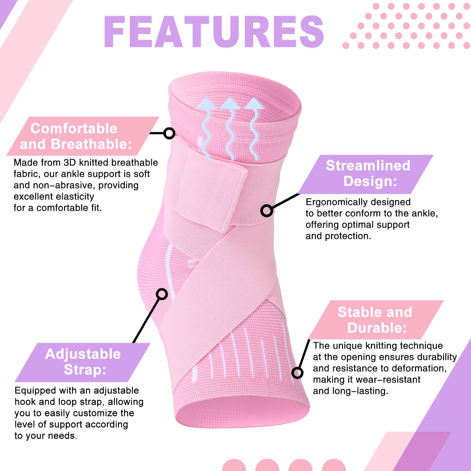 Tarpop 1 Pair Ankle Brace Kids Compression Ankle Sleeves Adjustable Foot