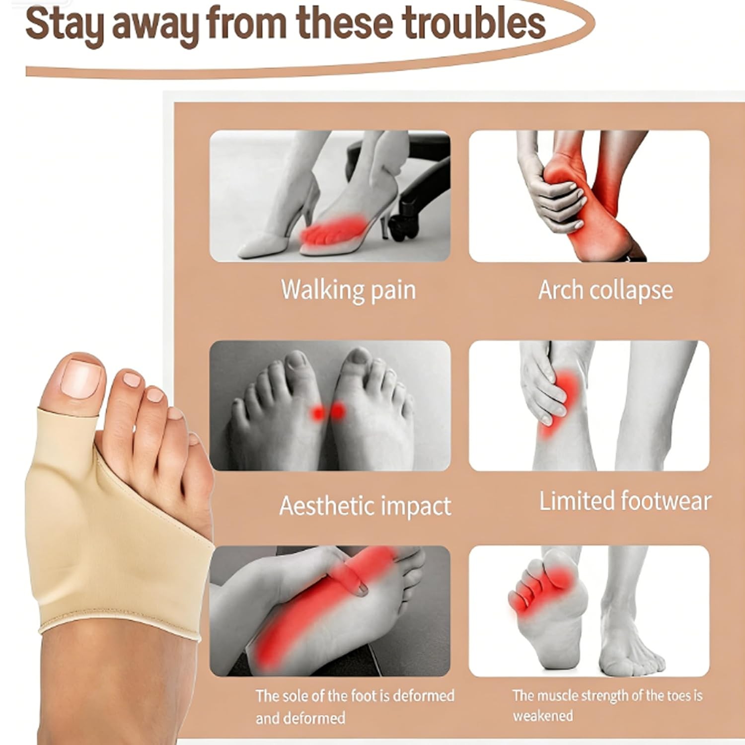 6 pack Orthopedic Bunion Splints & Corrector Pads | Gel Bunion Cushions for Wome