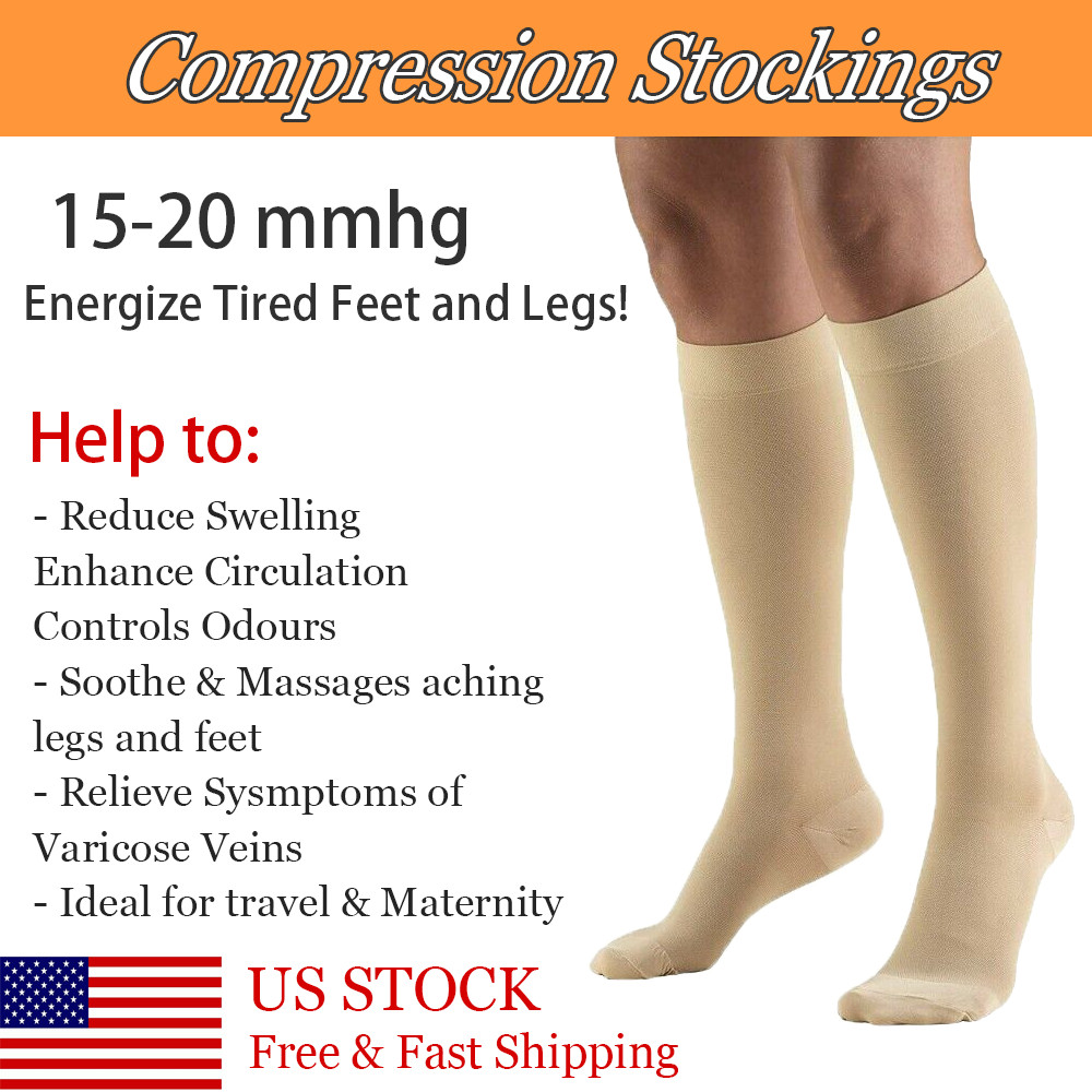 Swelling Pain Edema Recovery Nursing Compression Calf Socks Support Stocking