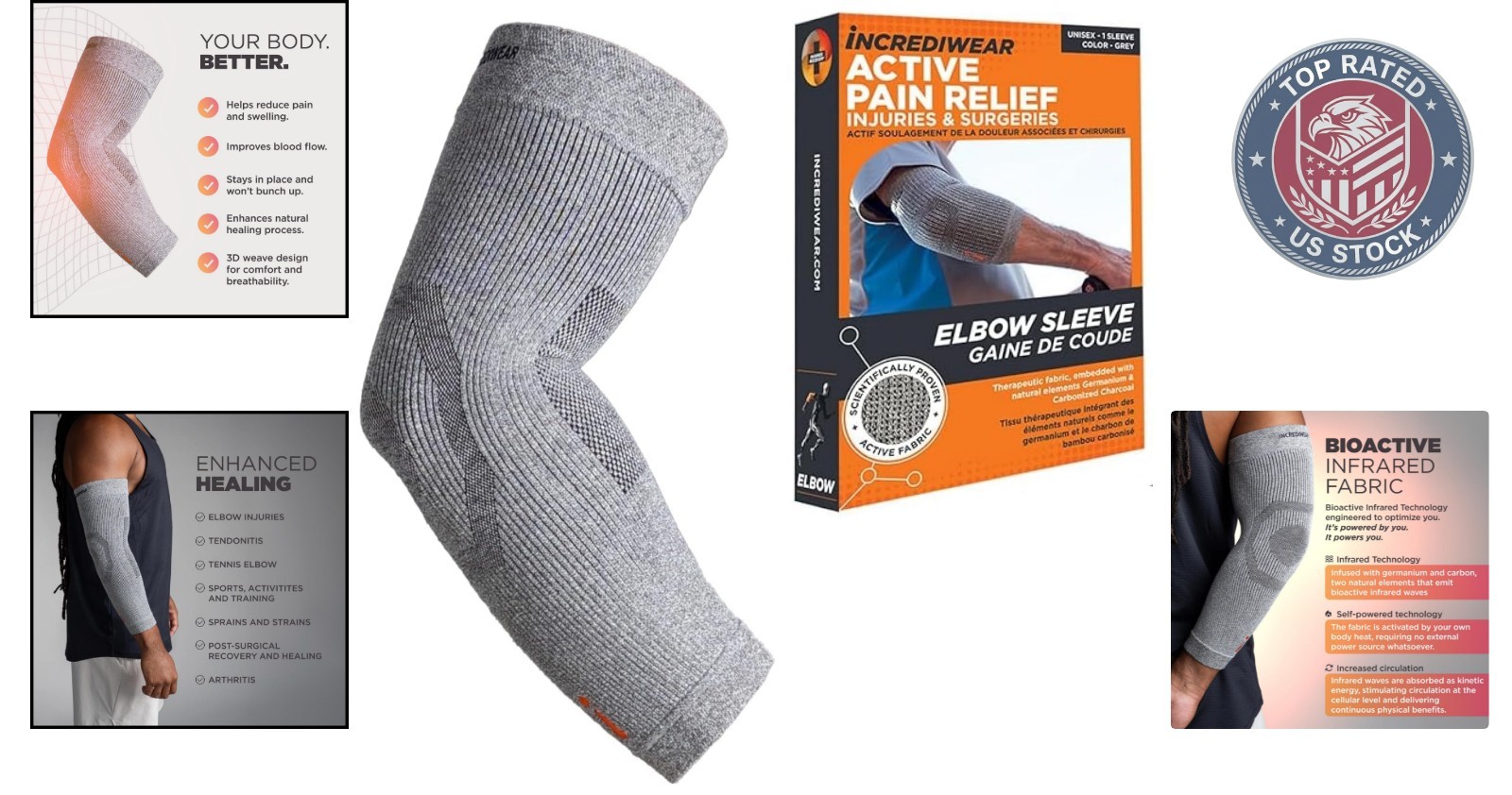 Large Infrared Elbow Sleeve for Tendonitis & Bursitis Relief, Breathable Comfort