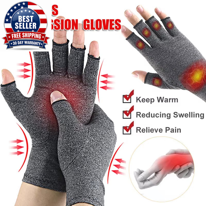 Relieve Hand Discomfort with 1Pair Fingerless Compression Gloves