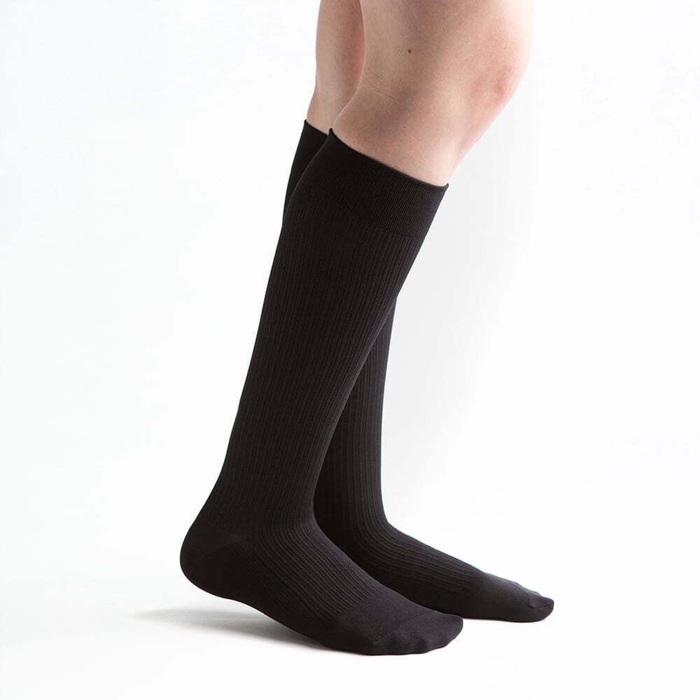VenActive Womens 15-20 mmHg Compression Socks, Ribbed Trouser (Black) Large