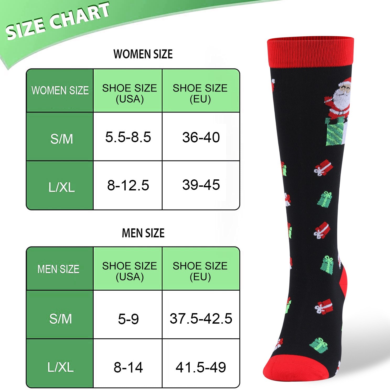 3-Pack Christmas Compression Stockings 20-30mmHg | Travel, Work, Sports Support