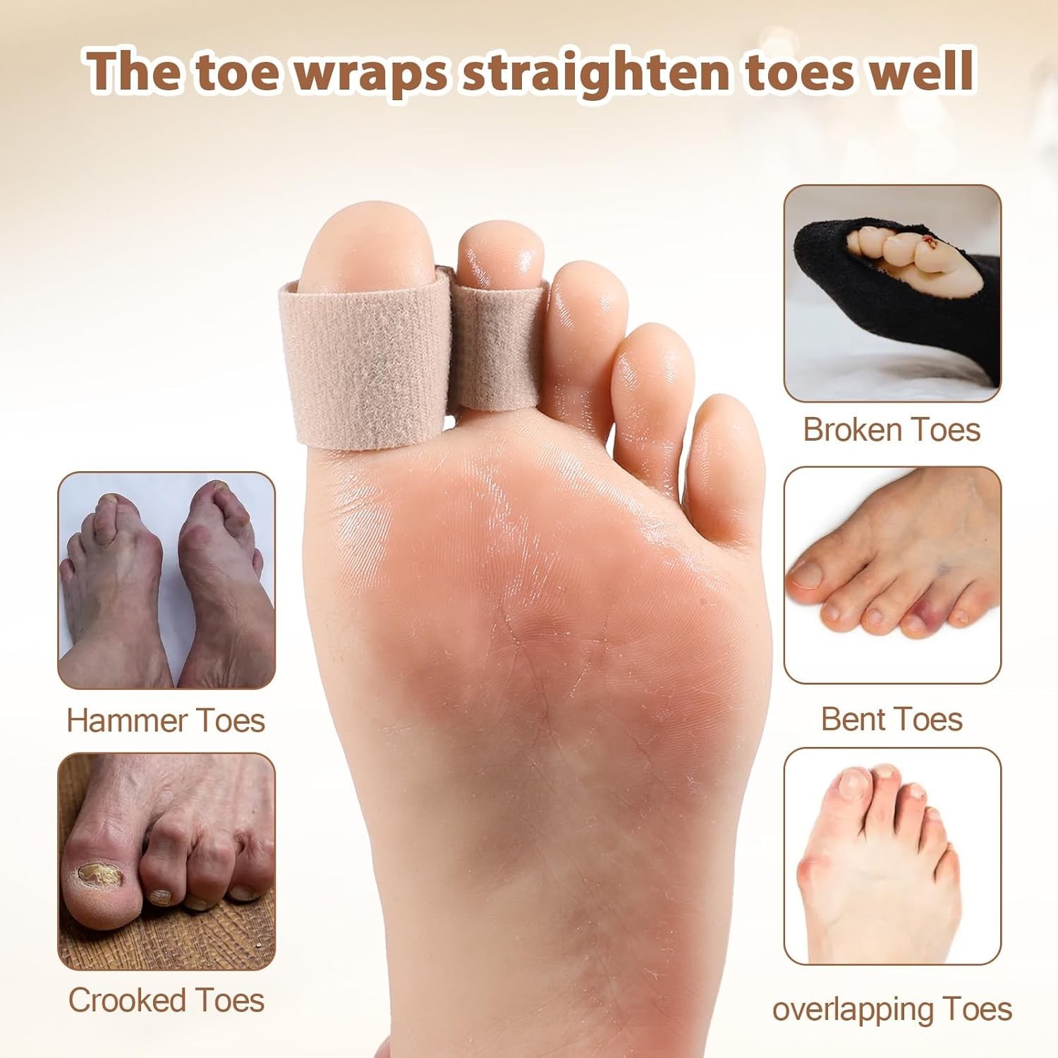 Broken Toe Wraps for Your Big Toes, 8 Pcs/Pack, Fabric Toe Splint Toe Cus