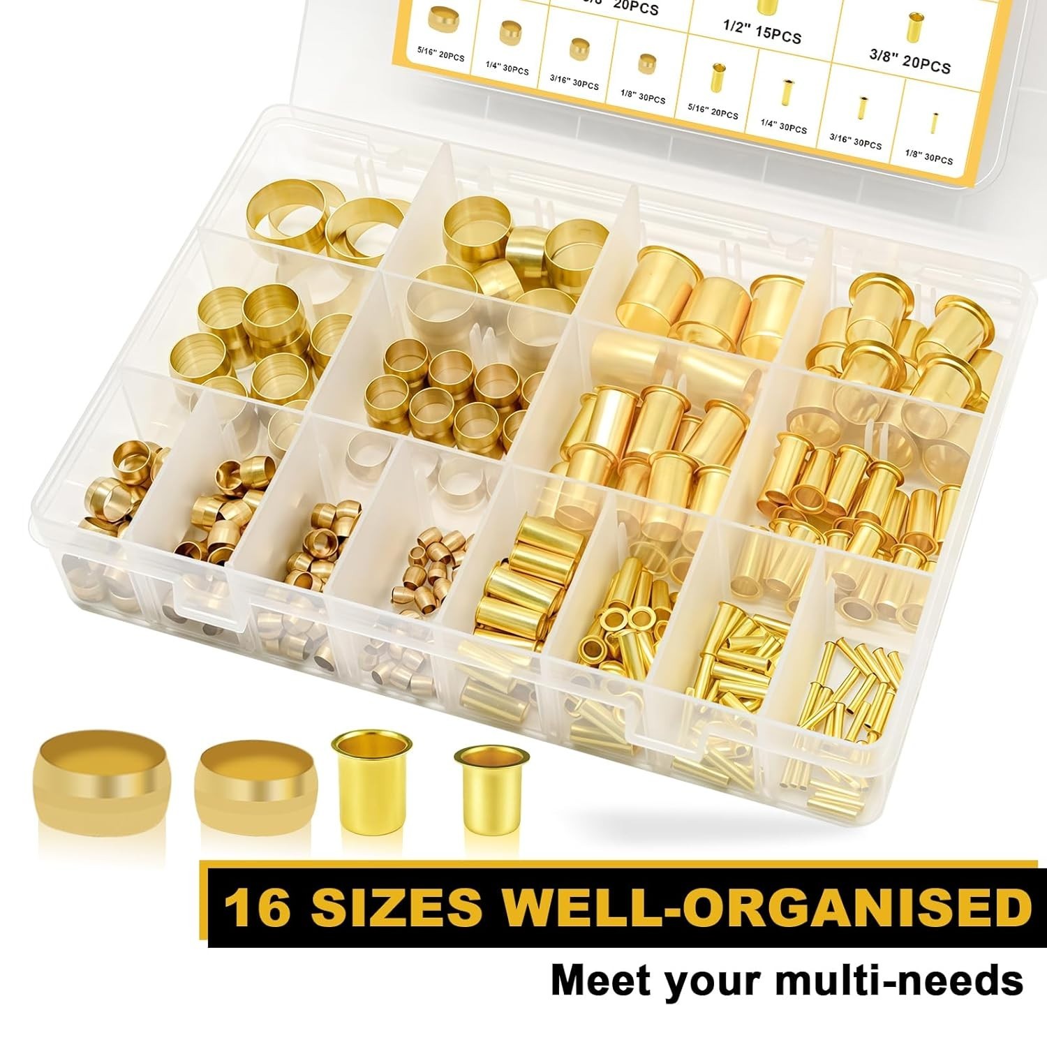 320PCS Brass Compression Sleeves Ferrules Kit