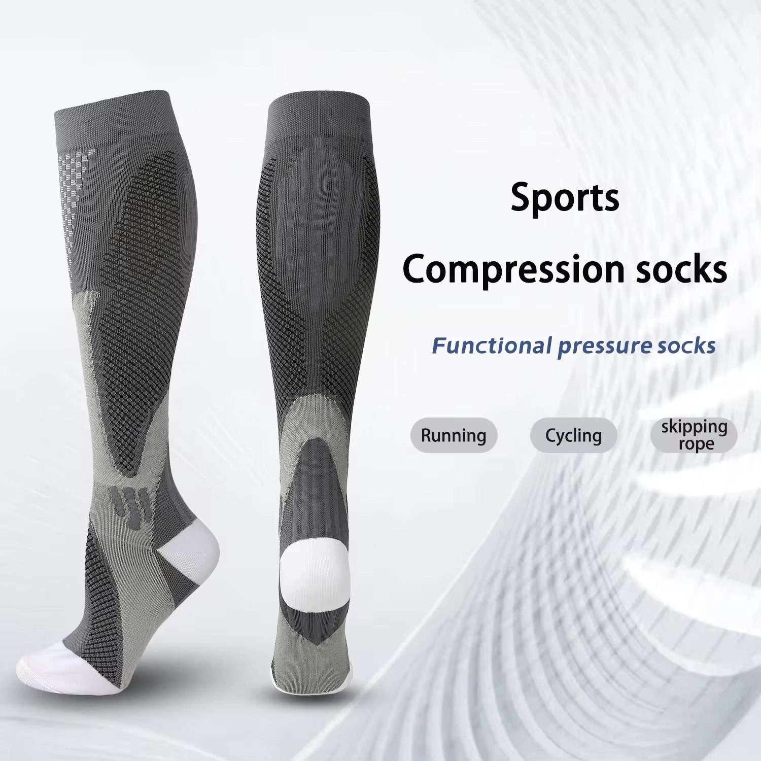 1-2 Pairs 30-40 mmHg Compression Socks – Knee High Support for Running & Sports