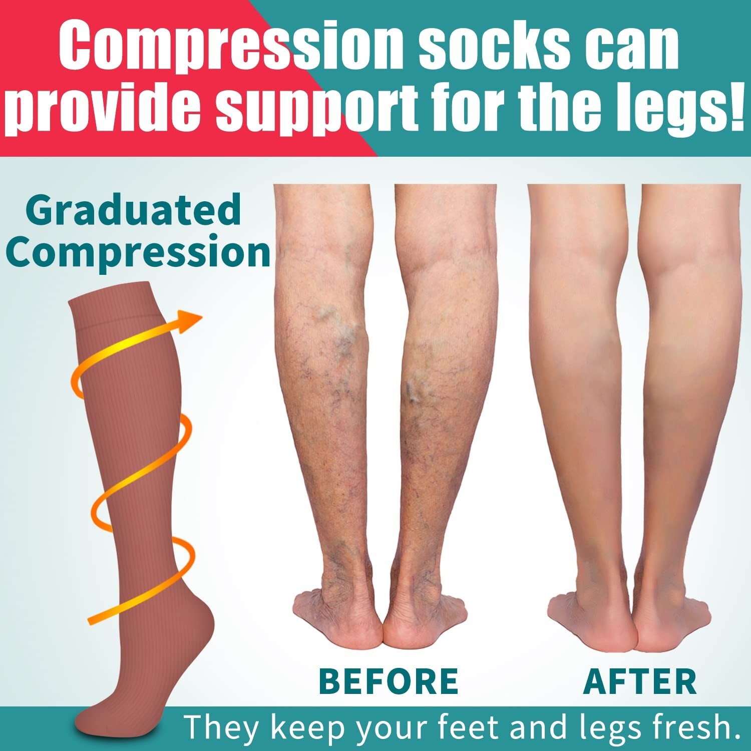 Laite Hebe 4 Pairs-Compression Socks for Women&Men Circulation-Best Support f…