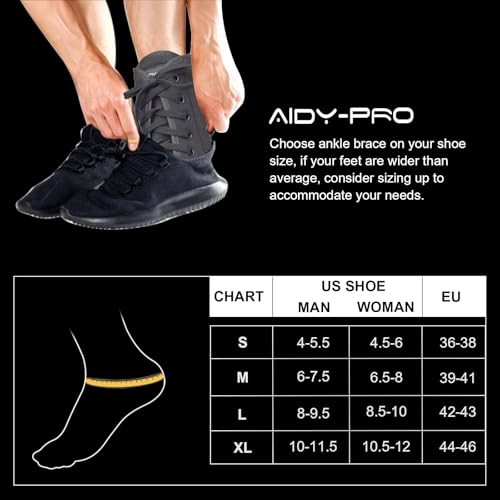 Lace Up Ankle Brace with Metal Side Stabilizers, Adjustable Lace-Up Large