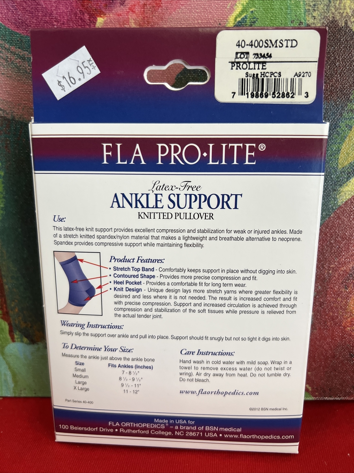 FLA Pro-Lite Ankle Support Knitted Pullover Blue Size Small New In Box