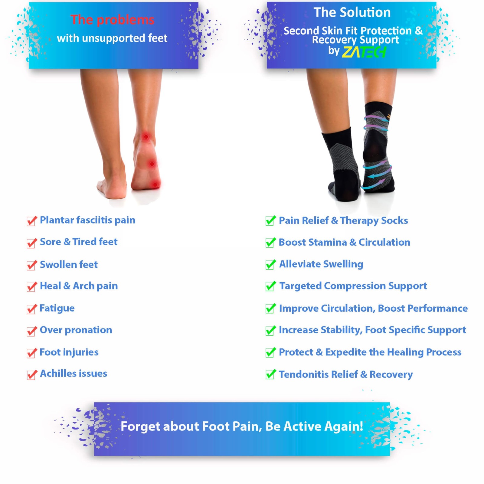 Plantar Fasciitis Ankle Compression Socks Foot Arch Support for Women Men
