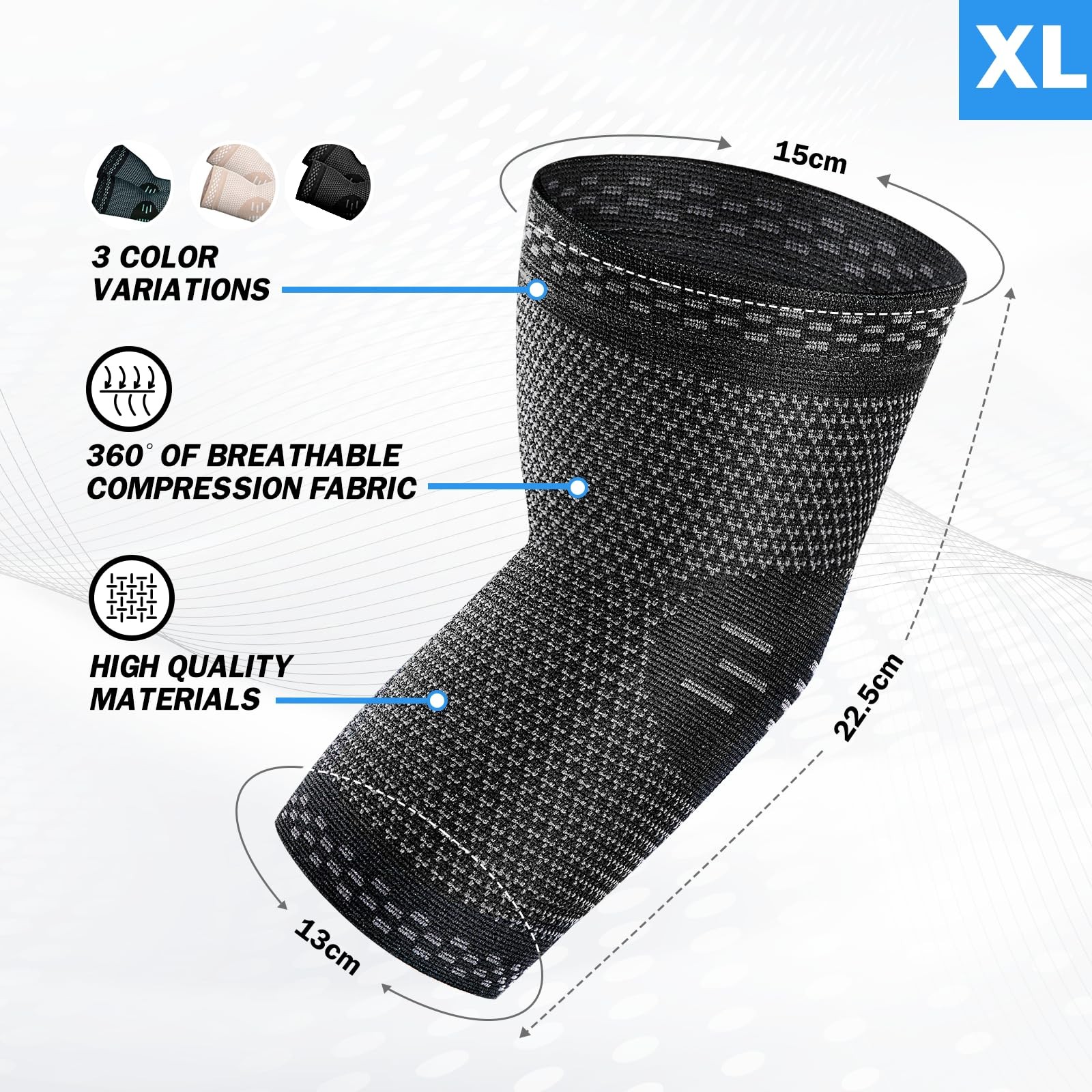 POWERLIX 2Pack Elbow Orthopedic Brace Compression Support Large(2Pack), Black