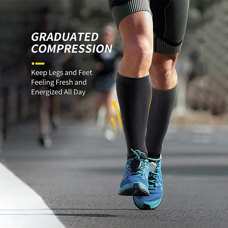 3pair Thight Compression Sleeve Athletic Compression Socks For Men Black Socks