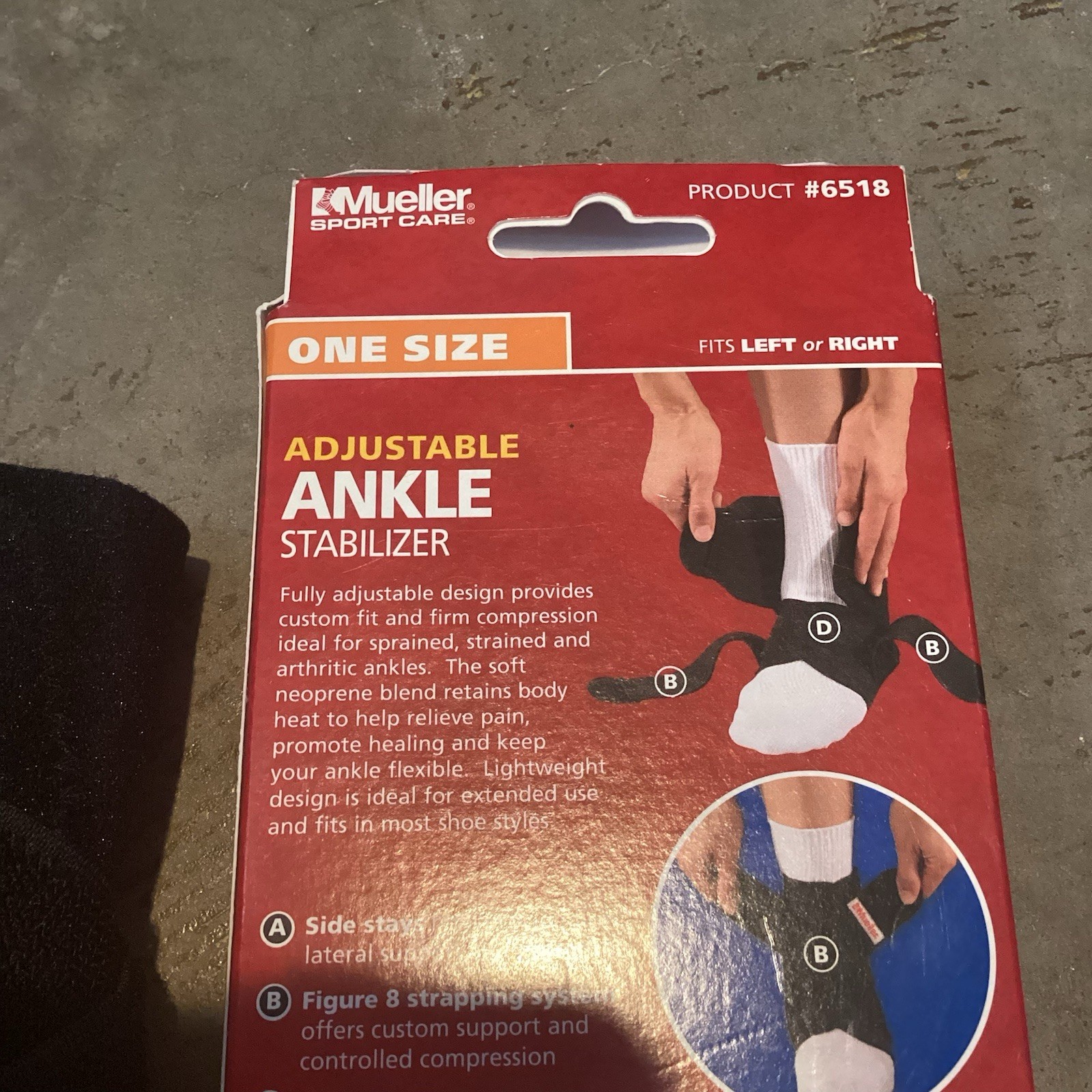 Mueller Adjustable Ankle Stabilizer #6518 Antimicrobial One Size Fits Right Left