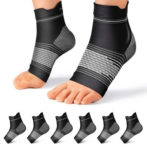 Plantar Fasciitis Compression Socks – 6 Pairs, Arch & Ankle Support, Large, Blac