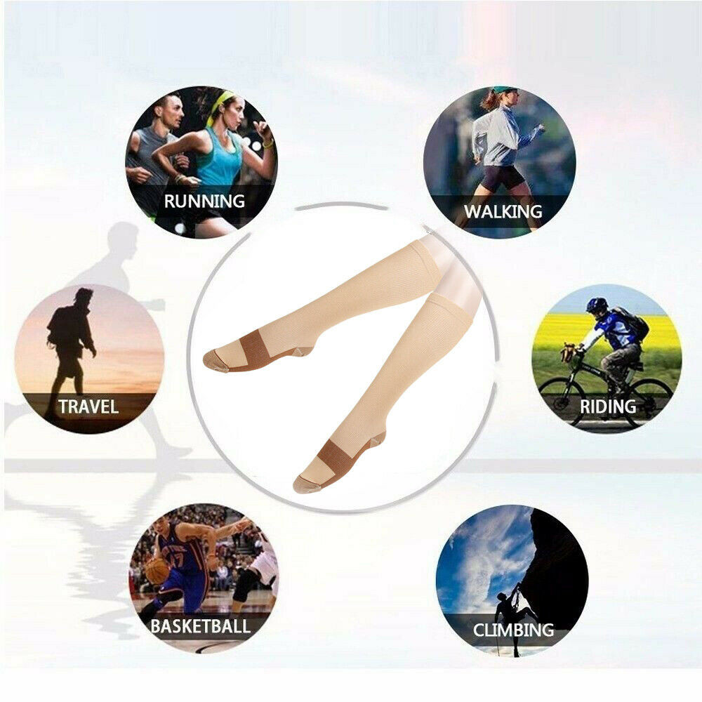 Copper Compression 20-30mmHg Graduated Support Socks Mens Womens S-XXL