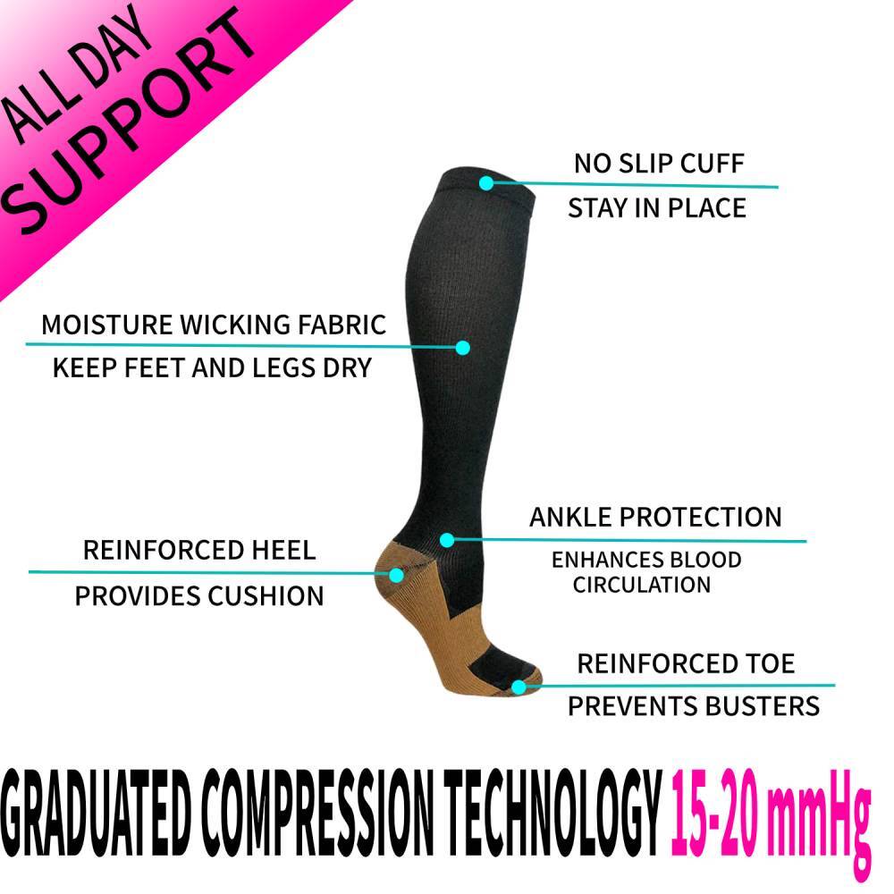 Compression Socks Stockings Women Men Knee High Medical Pain Relief 15-20mmHg