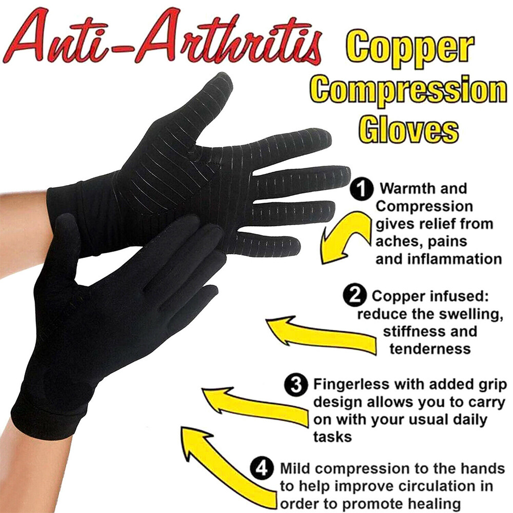 Unisex Copper Arthritis Compression Gloves Sport for Carpal Tunnel Joint Pain