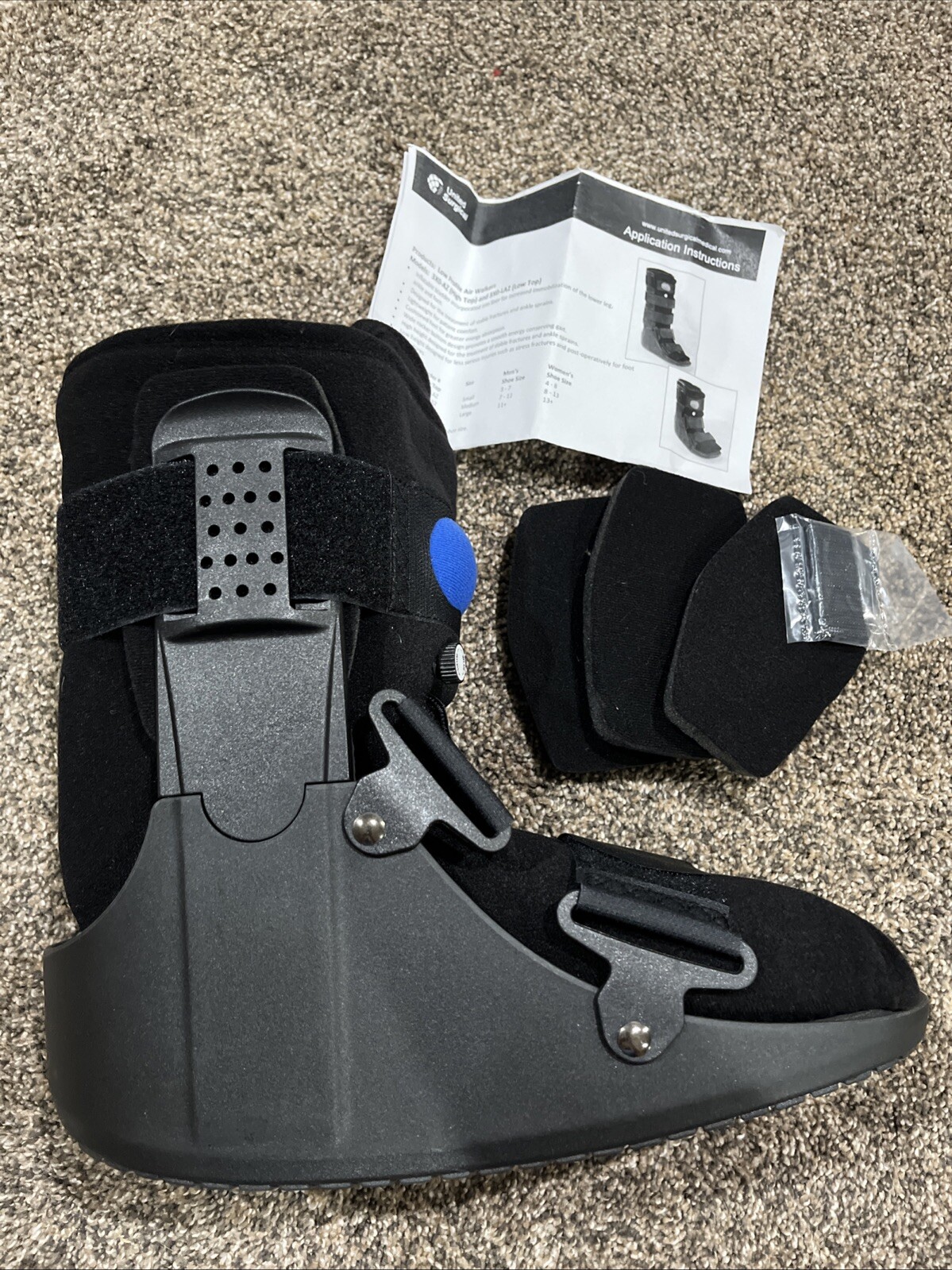United Ortho Black Short Air Walker ADJUSTABLE Fracture Boot Size Medium