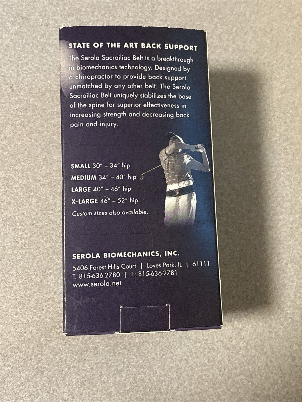 The Serola Belt SMALL 30- 34″Lower Back Pain Biomechanics Open Box!