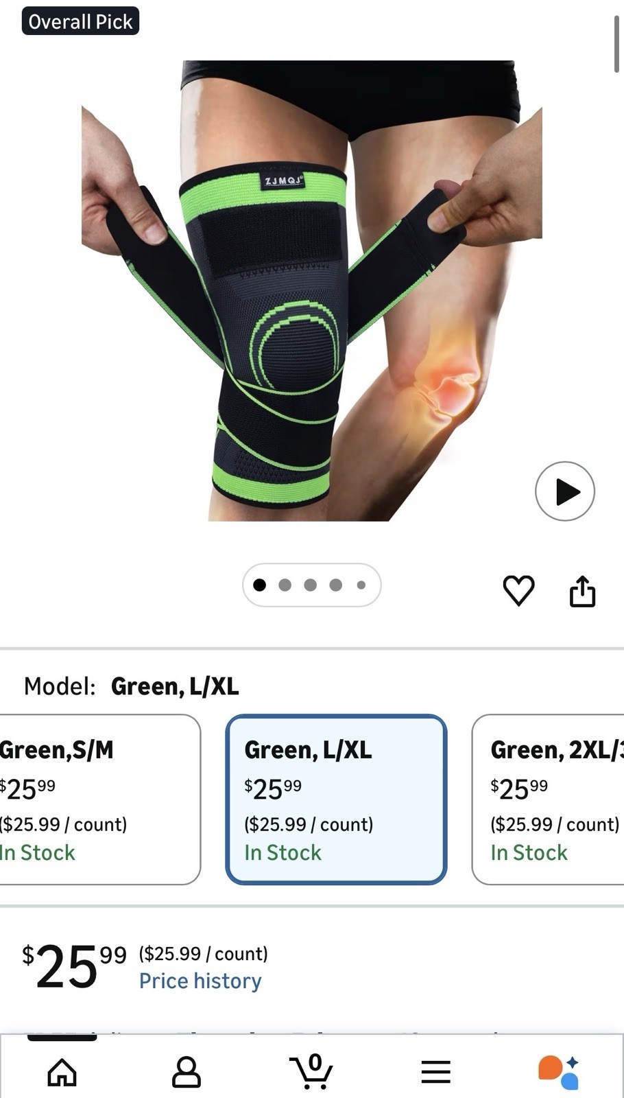 Circa Knee Brace Support Size XL Black Green
