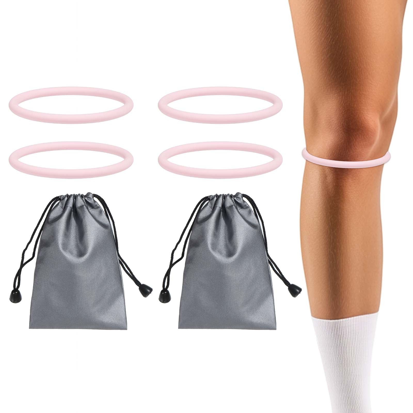 Patella Band Silicone Knee Band with Storage Bag – (2 Set, Pink)