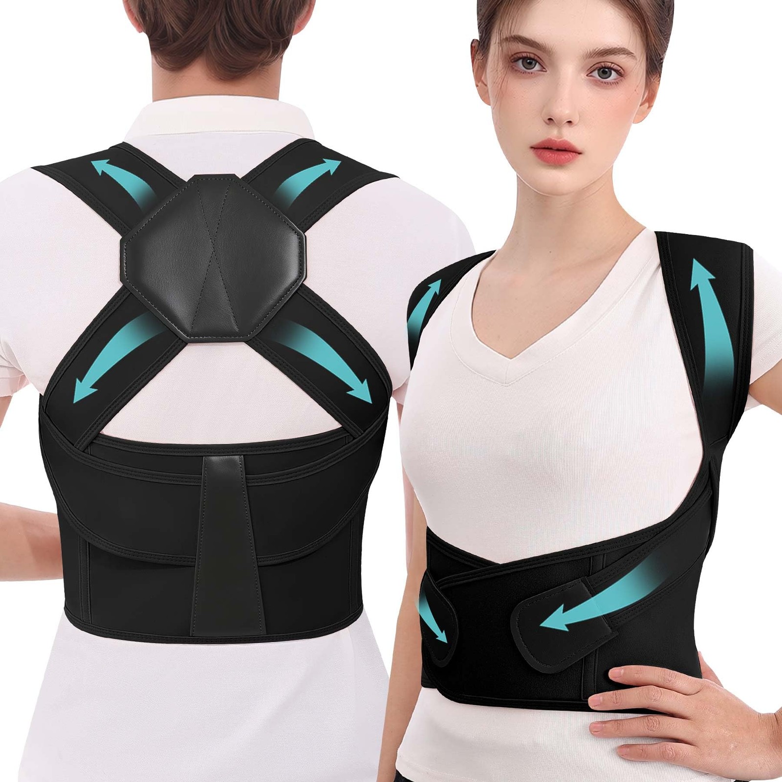 Cmipeob Posture Corrector for Women and Men Full Back Brace Medium, Black
