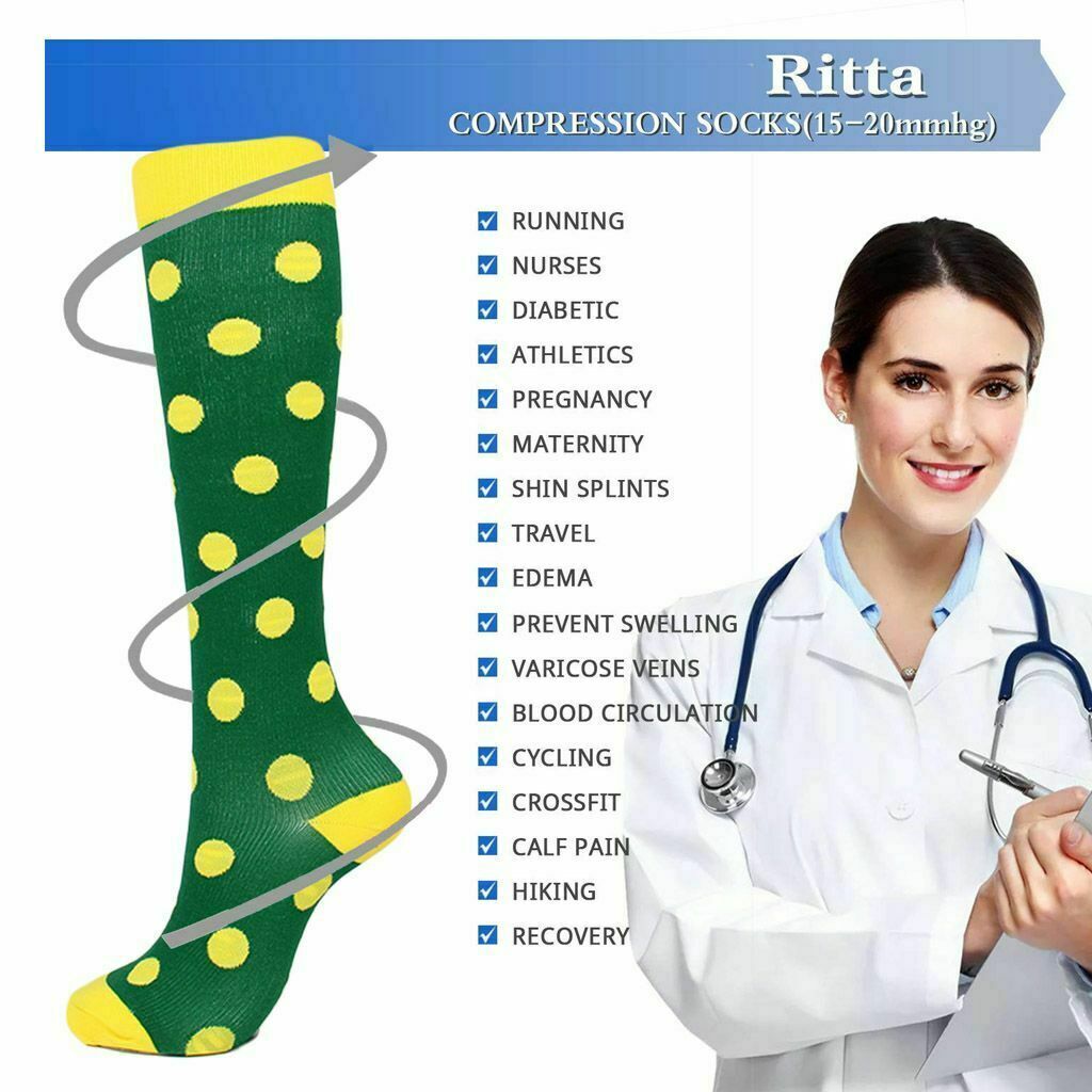 (3 Pairs) Mens Womens Compression Socks Knee Long Support Stockings Leg Foot US